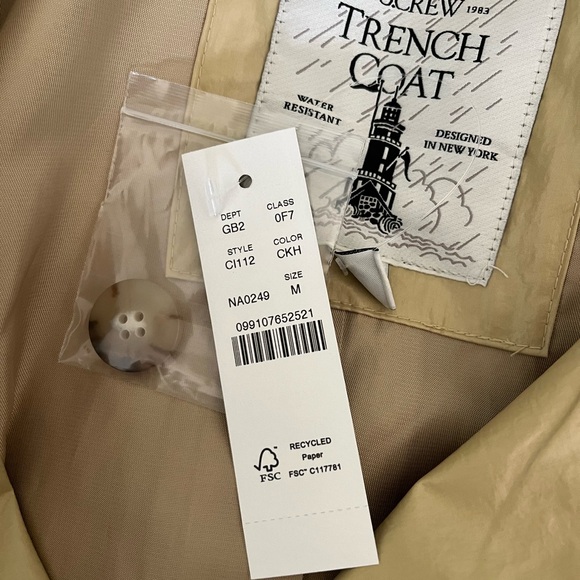 J. Crew Rain or Shine Trench Coat Khaki Size Medium NWT - Picture 9 of 11